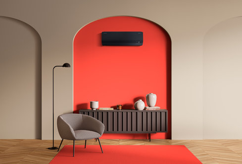 Beige living room interior with chair and commode with art books on parquet floor. Minimalist relaxing room with decoration. Mockup copy space photo frame, 3D rendering; Shutterstock ID 2052577967; Projectnummer: 23091880; job: Samsung_Climate_Solutions_Photography_Pitch; client: Lukkien; other: